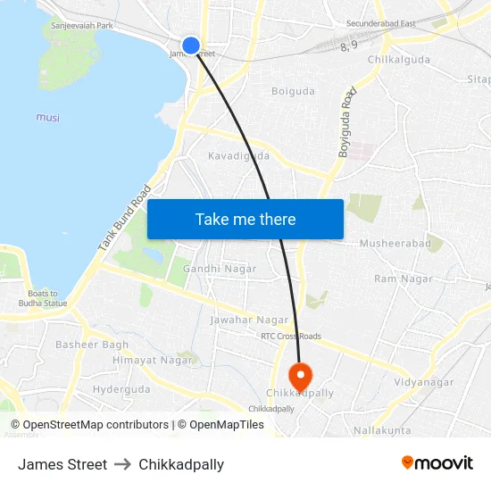 James Street to Chikkadpally map
