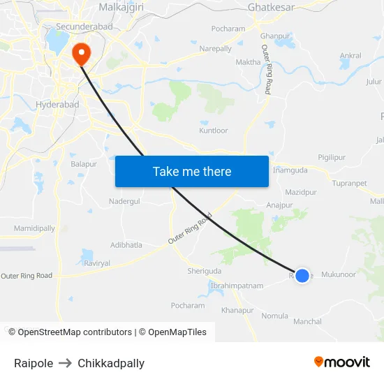 Raipole to Chikkadpally map