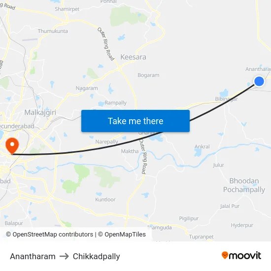 Anantharam to Chikkadpally map