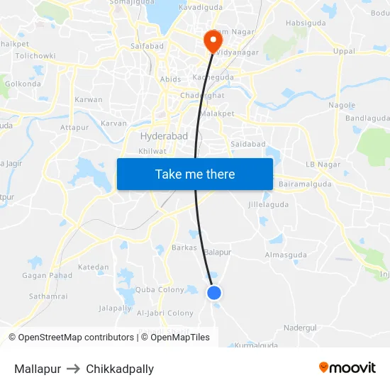 Mallapur to Chikkadpally map
