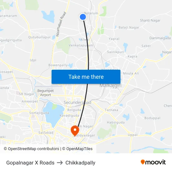 Gopalnagar X Roads to Chikkadpally map