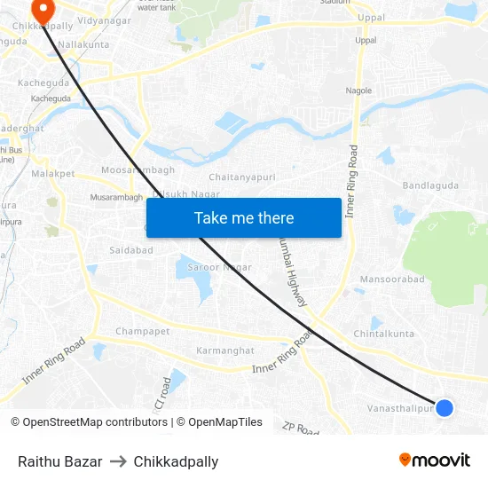 Raithu Bazar to Chikkadpally map