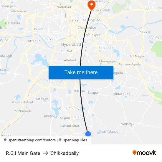R.C.I Main Gate to Chikkadpally map