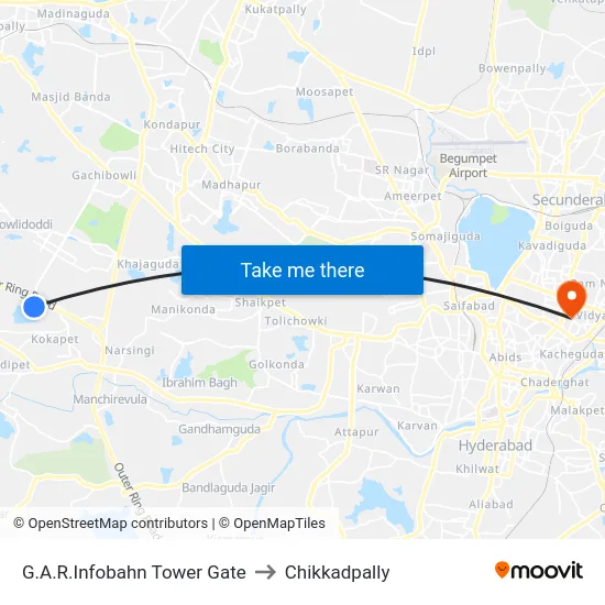 G.A.R.Infobahn Tower Gate to Chikkadpally map