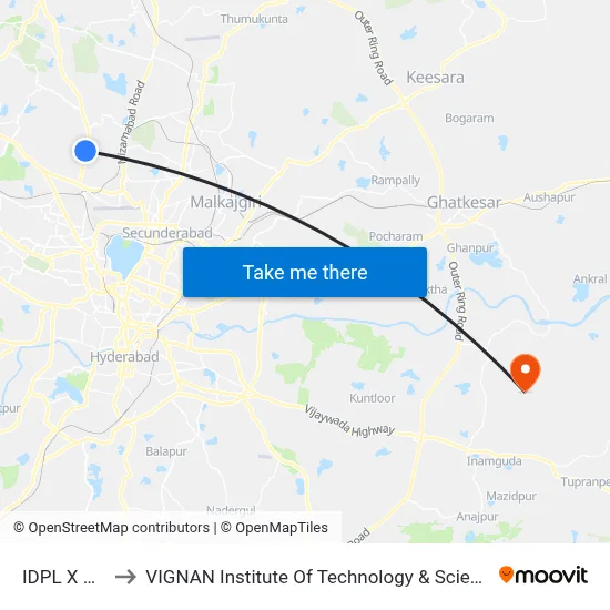 IDPL X Road to VIGNAN Institute Of Technology & Science (V.I.T.S) map