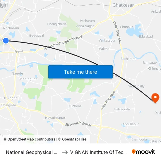 National Geophysical Research Institute (Ngri) to VIGNAN Institute Of Technology & Science (V.I.T.S) map