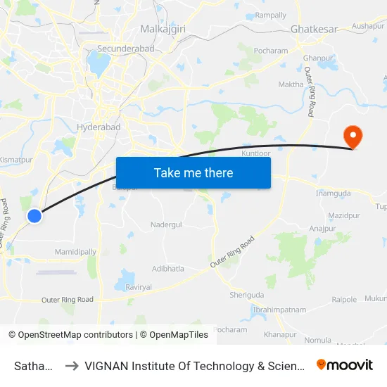 Sathamrai to VIGNAN Institute Of Technology & Science (V.I.T.S) map