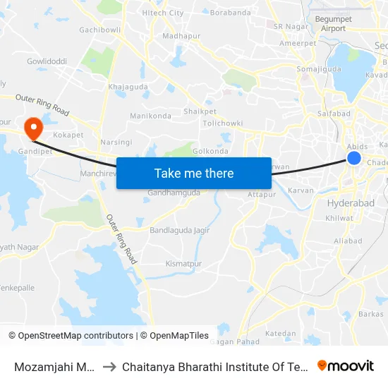 Mozamjahi Market to Chaitanya Bharathi Institute Of Technology map