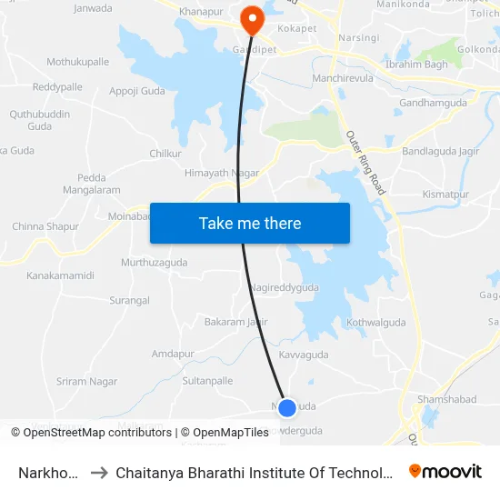 Narkhoda to Chaitanya Bharathi Institute Of Technology map