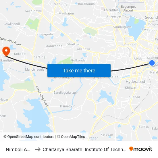 Nimboli Adda to Chaitanya Bharathi Institute Of Technology map