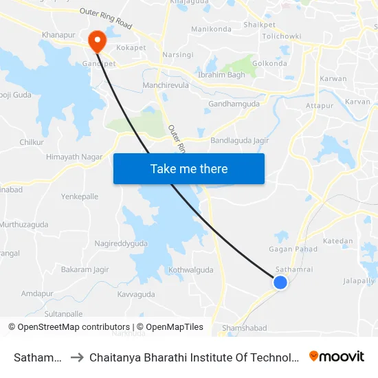Sathamrai to Chaitanya Bharathi Institute Of Technology map