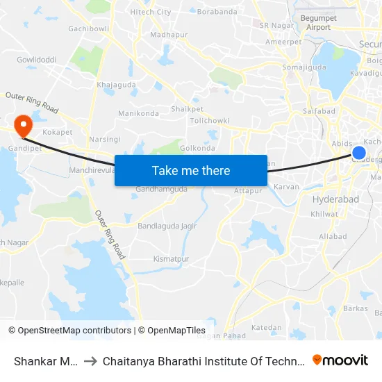 Shankar Mutt to Chaitanya Bharathi Institute Of Technology map