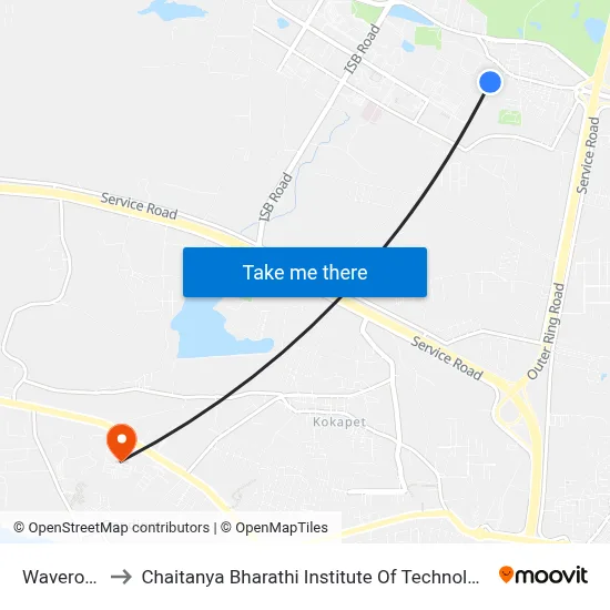 Waverock to Chaitanya Bharathi Institute Of Technology map