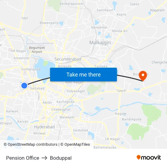 Pension Office to Boduppal map