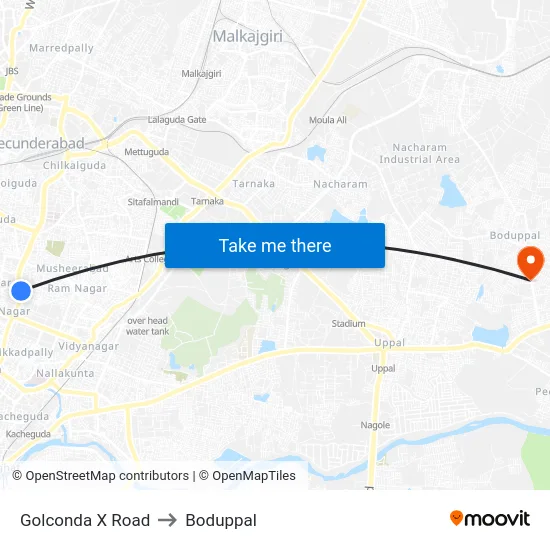 Golconda X Road to Boduppal map