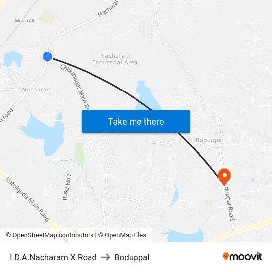 I.D.A.Nacharam X Road to Boduppal map
