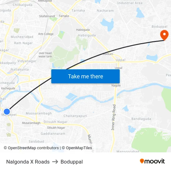 Nalgonda X Roads to Boduppal map