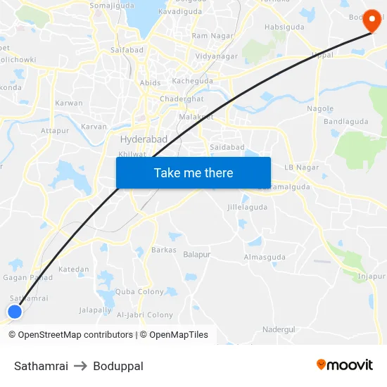 Sathamrai to Boduppal map