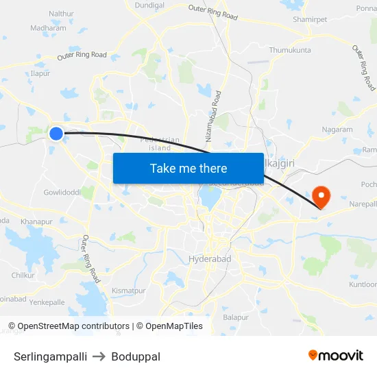 Serlingampalli to Boduppal map