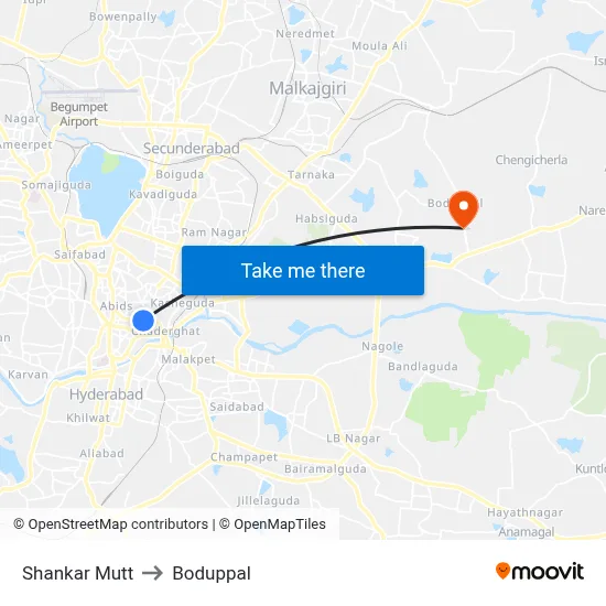 Shankar Mutt to Boduppal map