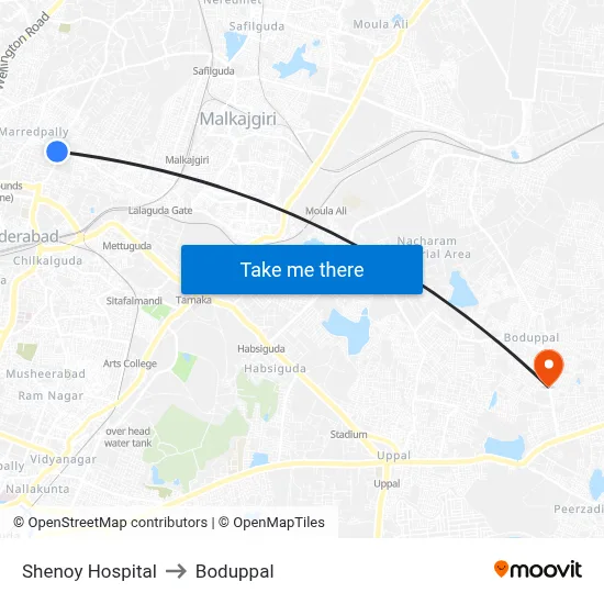 Shenoy Hospital to Boduppal map