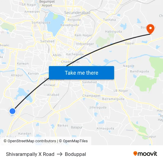 Shivarampally X Road to Boduppal map