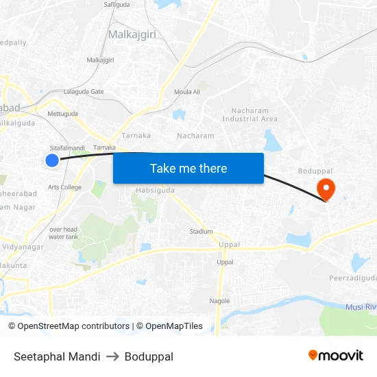 Seetaphal Mandi to Boduppal map