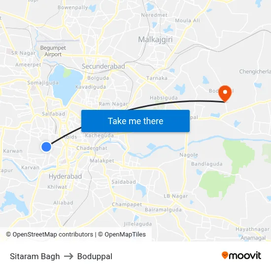 Sitaram Bagh to Boduppal map