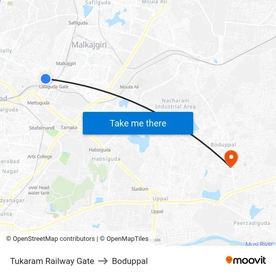 Tukaram Railway Gate to Boduppal map