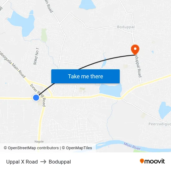 Uppal X Road to Boduppal map