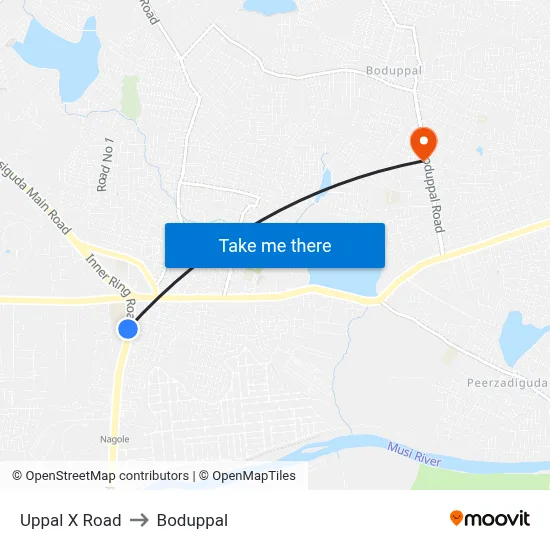 Uppal X Road to Boduppal map