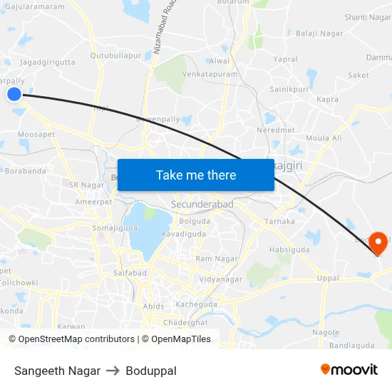 Sangeeth Nagar to Boduppal map