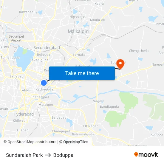 Sundaraiah Park to Boduppal map