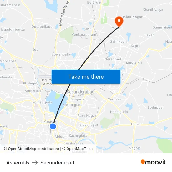 Assembly to Secunderabad map