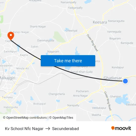 Kv School Nfc Nagar to Secunderabad map