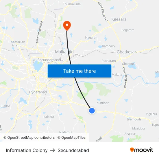 Information Colony to Secunderabad map