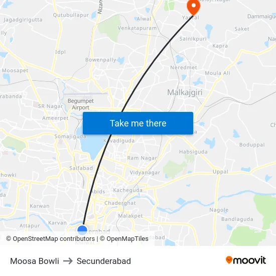 Moosa Bowli to Secunderabad map