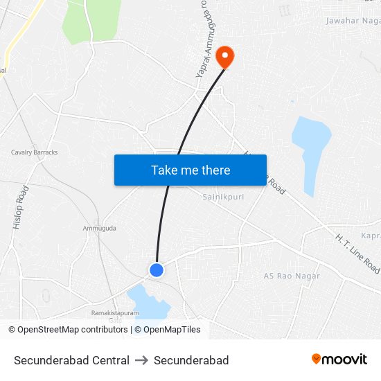 Secunderabad Central to Secunderabad map