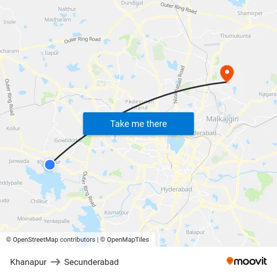 Khanapur to Secunderabad map