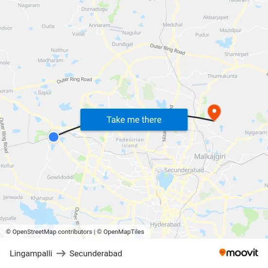 Lingampalli to Secunderabad map