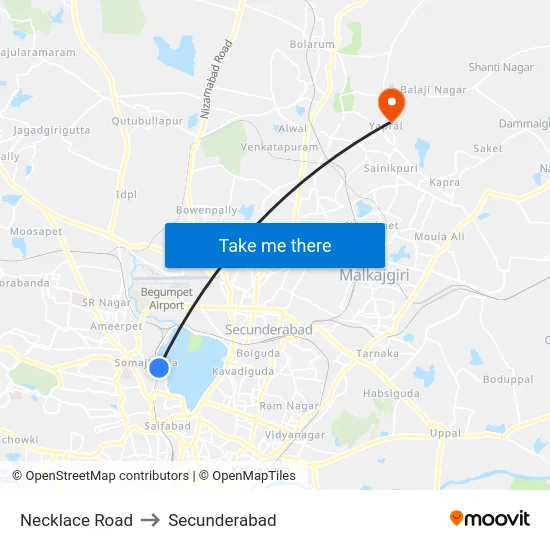 Necklace Road to Secunderabad map