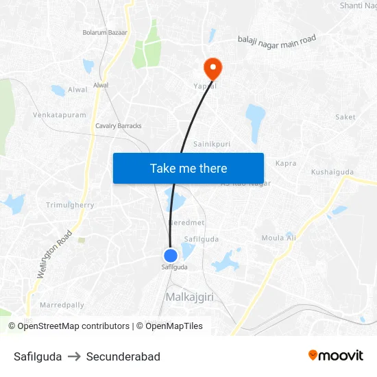 Safilguda to Secunderabad map