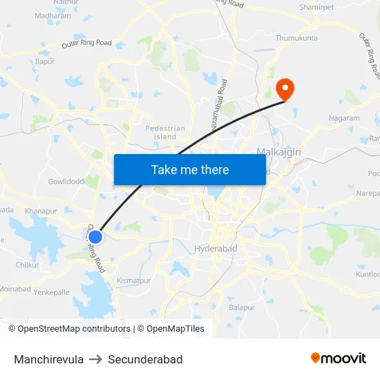 Manchirevula to Secunderabad map