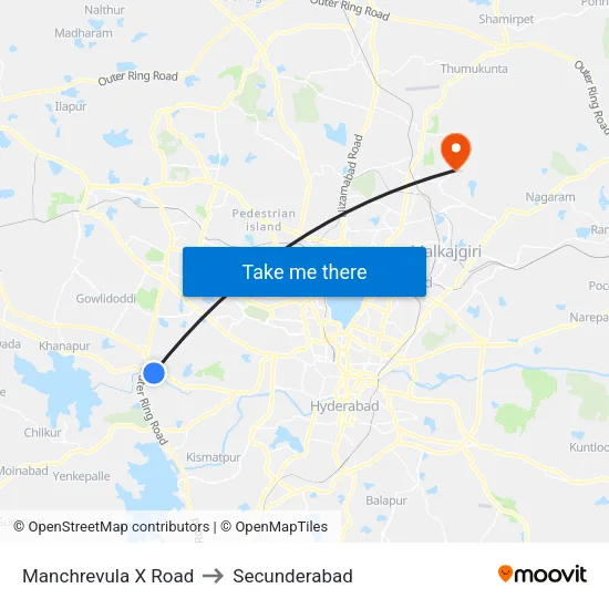 Manchrevula X Road to Secunderabad map