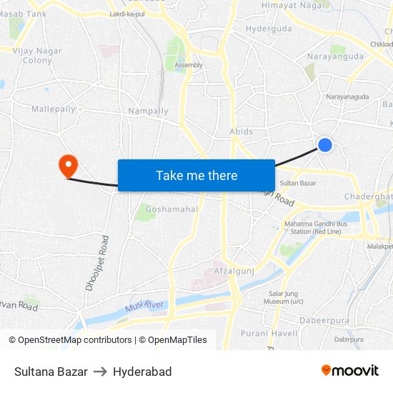 Sultana Bazar to Hyderabad map