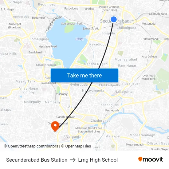 Secunderabad Bus Station to Lmg High School map