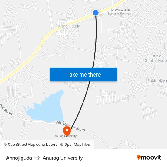 Annojiguda to Anurag University map