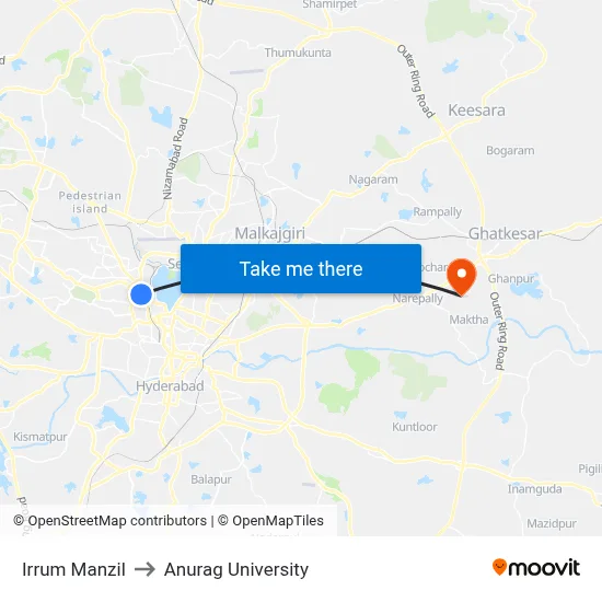 Irrum Manzil to Anurag University map