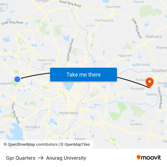 Gpr Quarters to Anurag University map