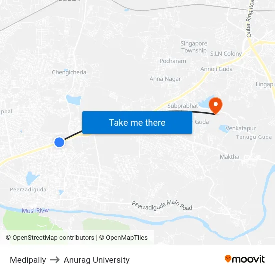 Medipally to Anurag University map